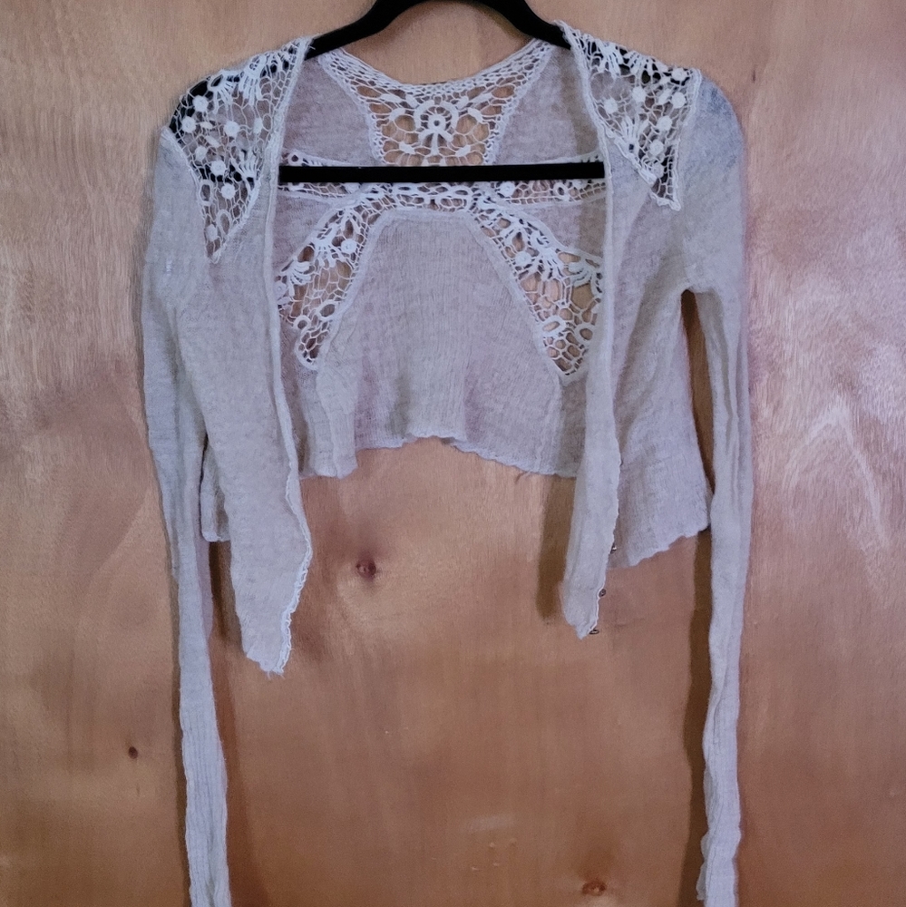 Free People Crocheted cropped cardigan